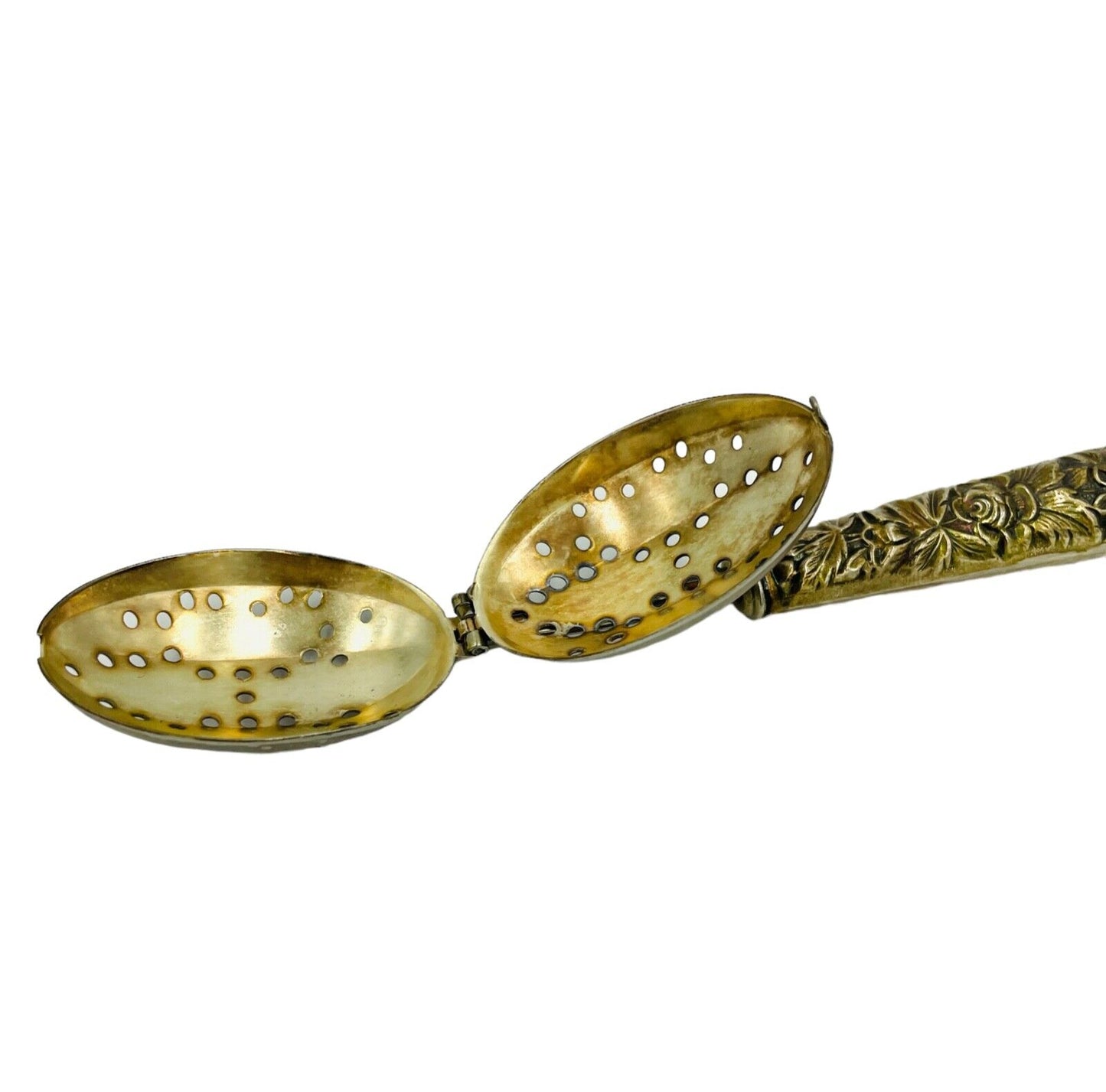 French Sterling Silver 7 1/2" Hinged Tea Infuser / Strainer Spoon G.H.F.