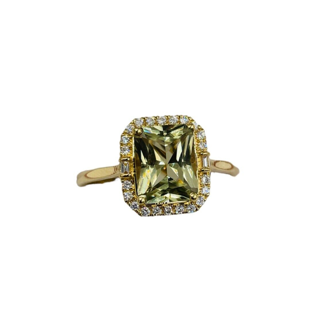 Iliana 18K Yellow Gold Diopside, Diamond Ring Size