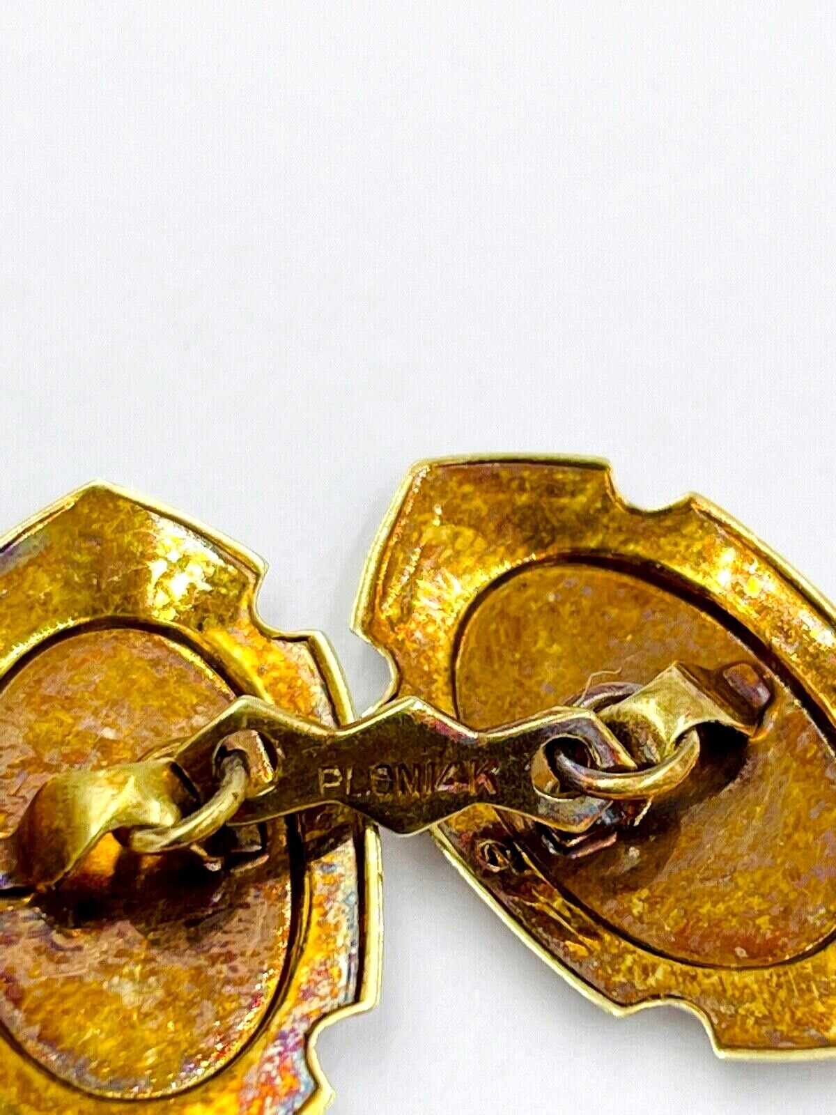 Edwardian Platinum on 14k Yellow Gold Cufflinks hand etched