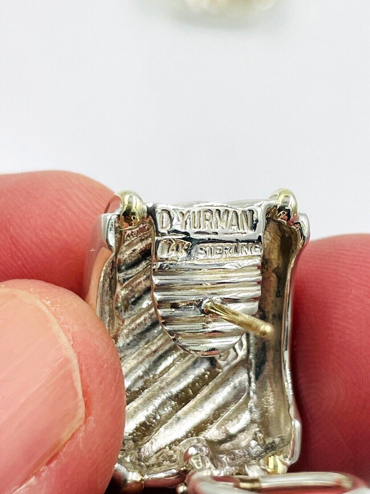 DAVID YURMAN STERLING SILVER 14K YELLOW GOLD THOROUGHBRED CABLE CIGAR EARRINGS