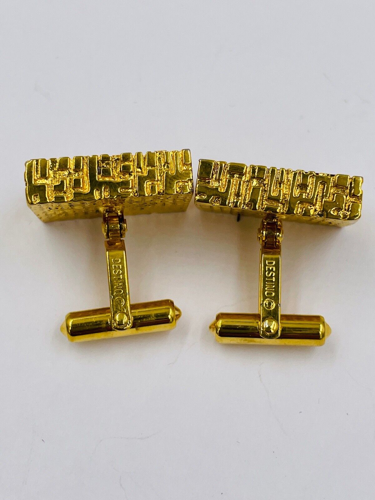 Vintage Destino Austria Chunky blood Stone Cufflinks Cuff Links Gold Tone