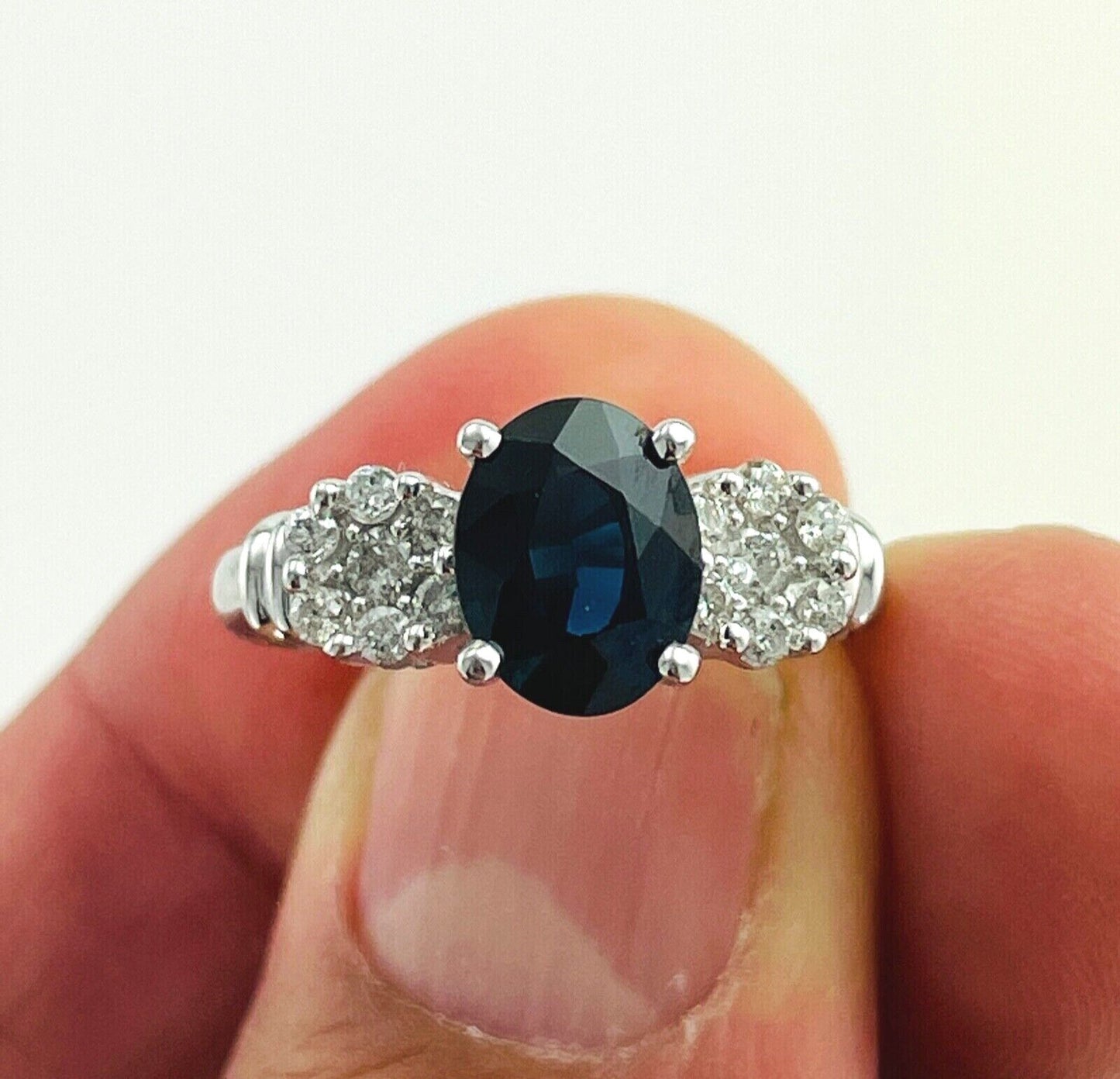 Estate 14k Gold diamond Sapphire cocktail Ring 1.50ctw