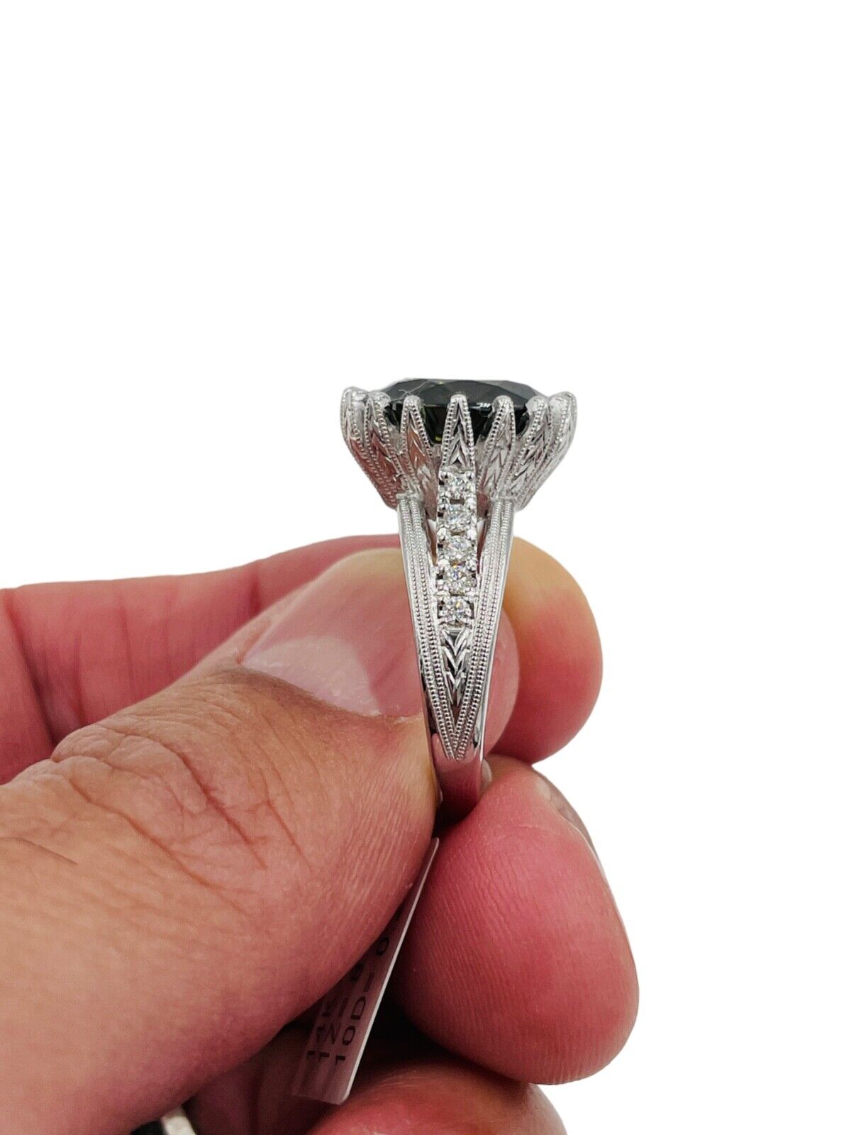 Stunning 8.20cts Natural Zircon and Diamond Cocktail Ring 14k White Gold