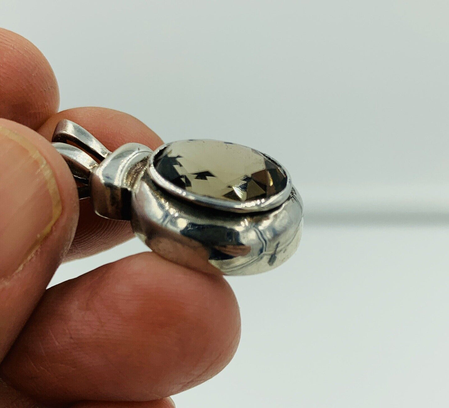 Vintage Boma Sterling Silver Smokey Topaz Gemstone Pendant