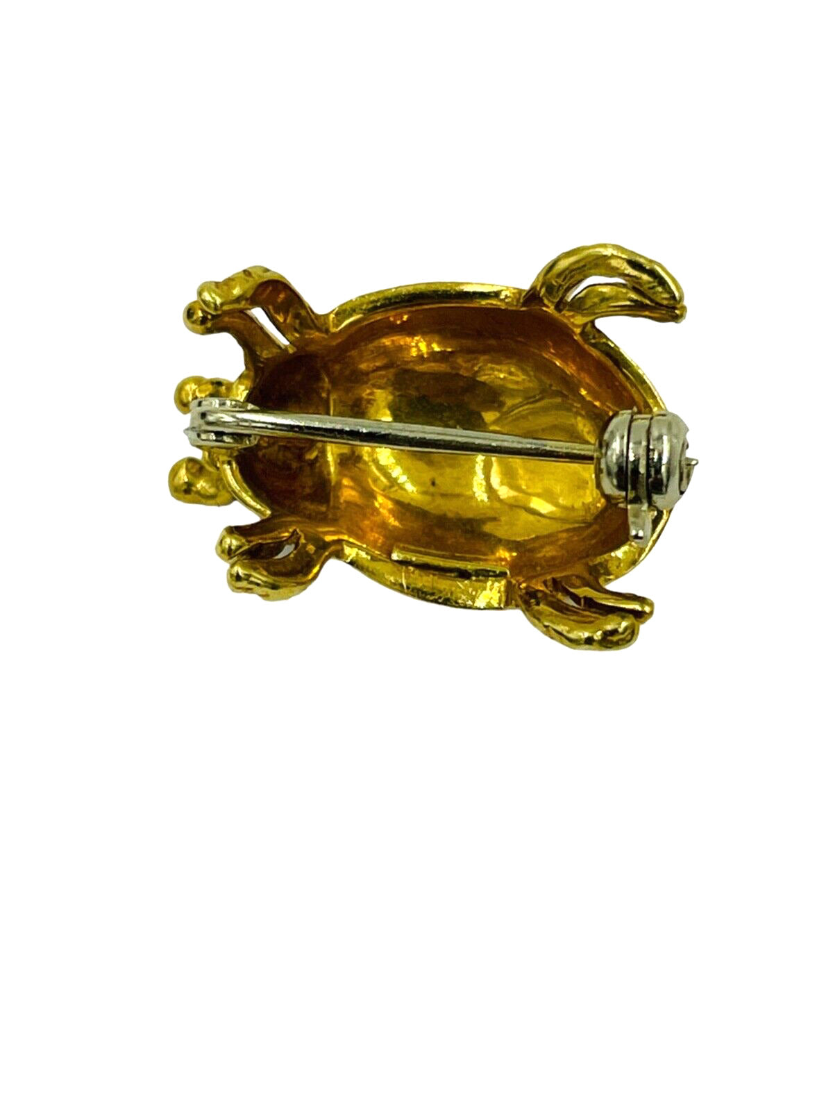 Italian Lady Bug Brooch Pin 18K Yellow Gold Enamel