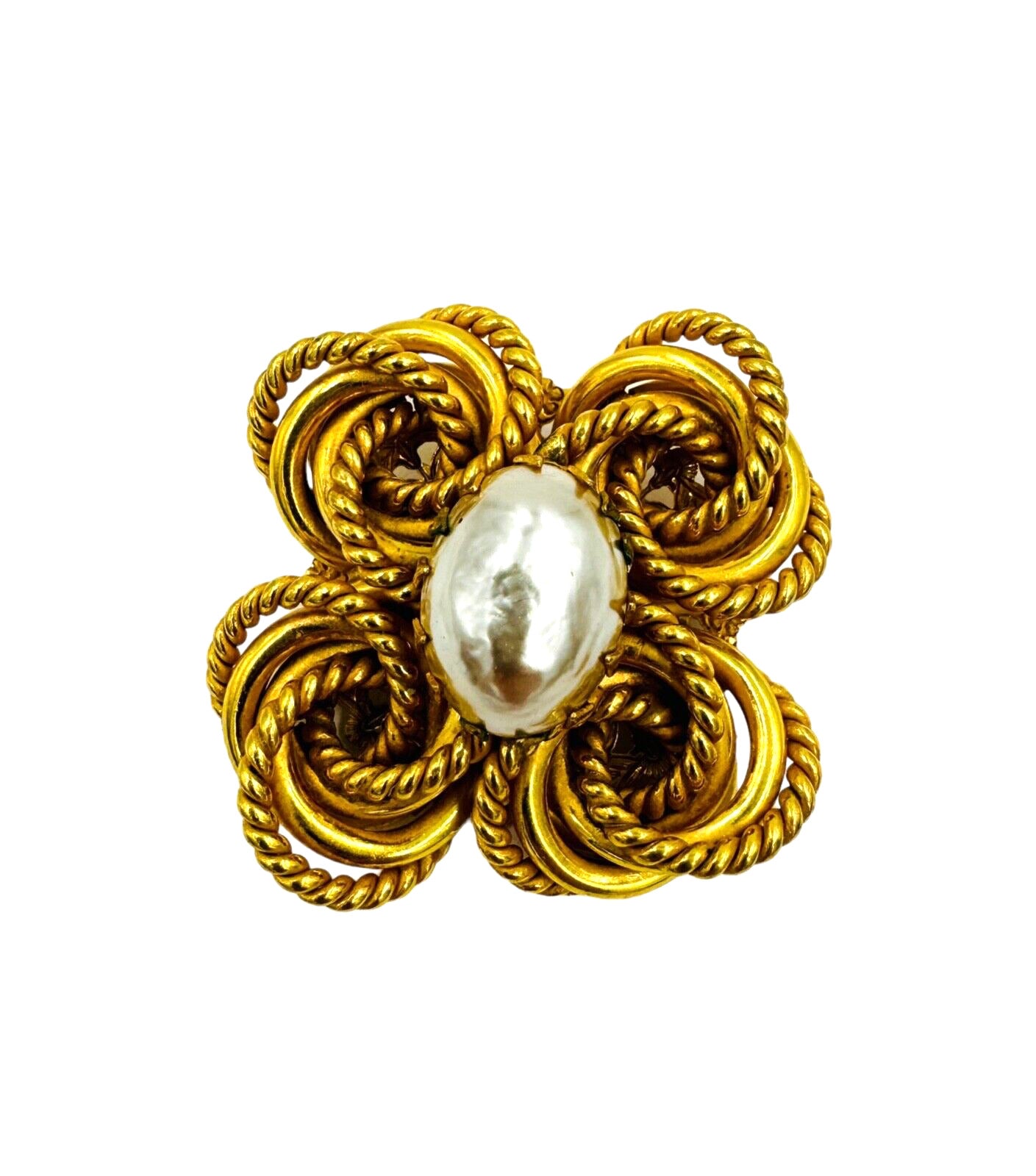 Gorgeous Vintage Gold Rope sold Pearl Brooch