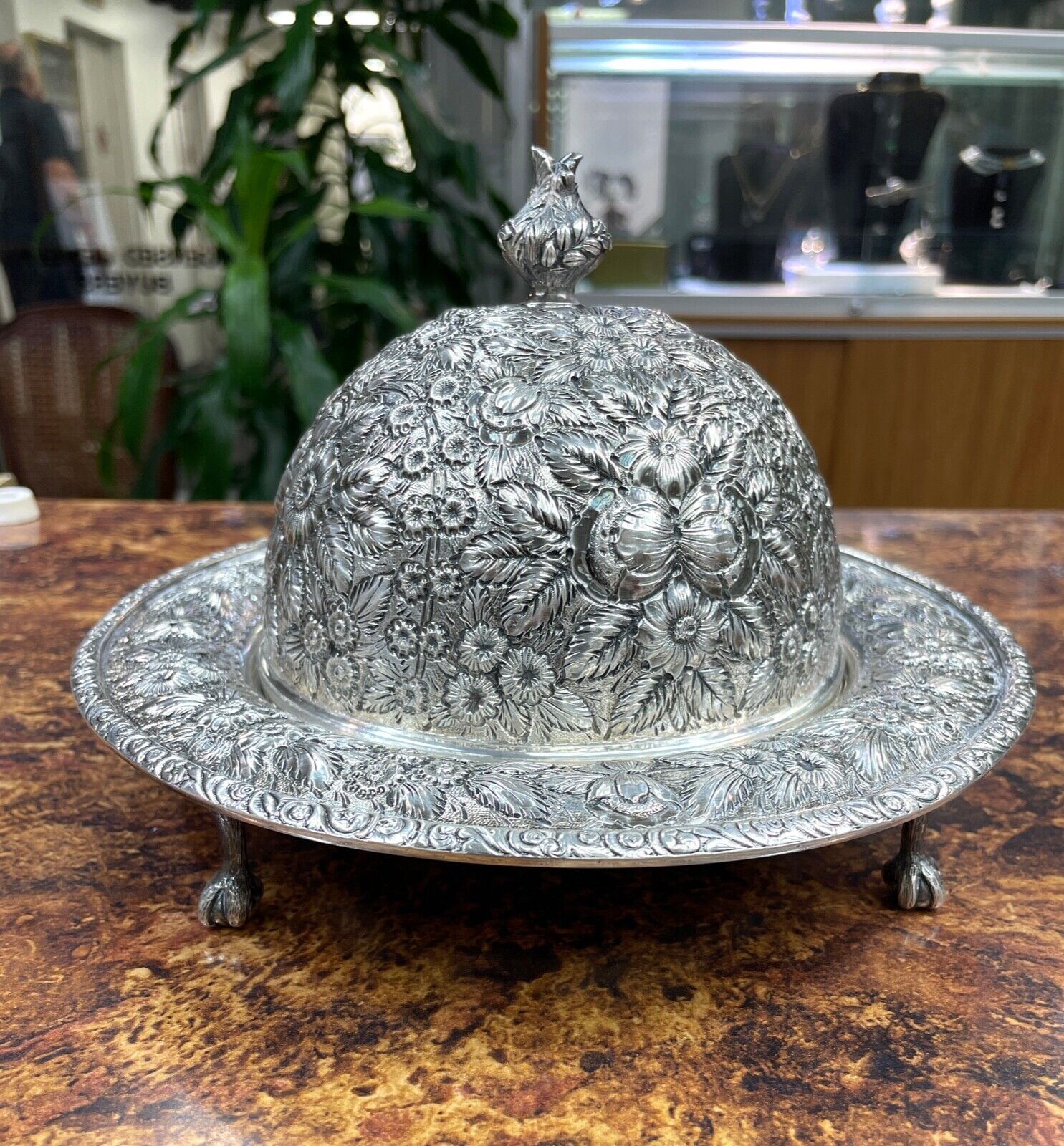 Antique silver domed deals butter dish