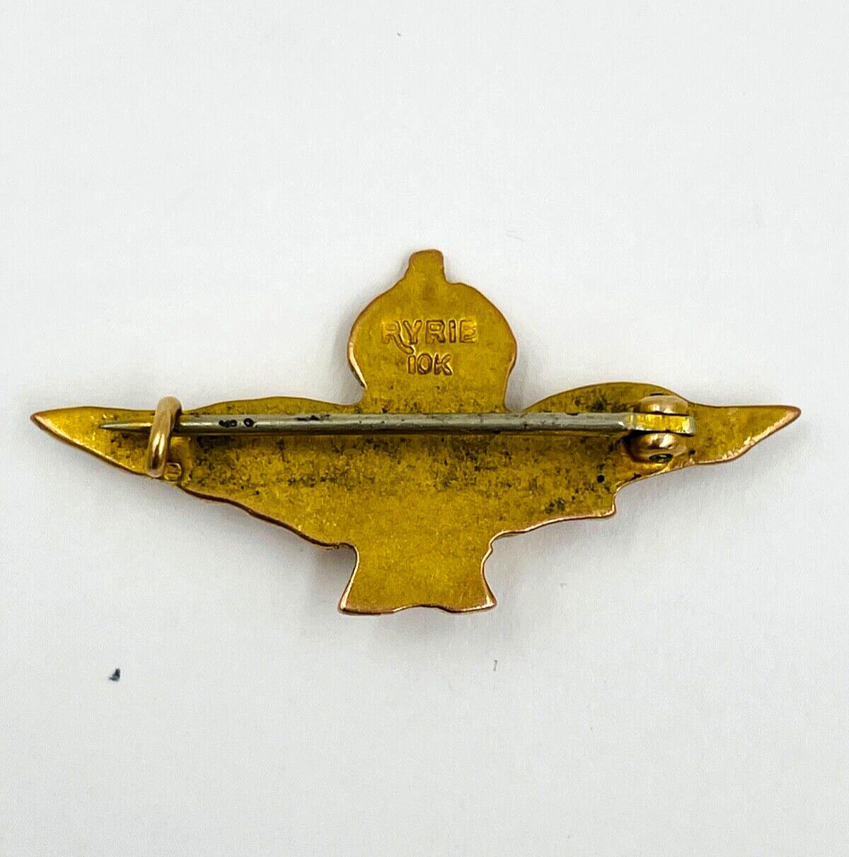 RARE WW2 BRITAIN RAF PILOT FULL DRESS ROYAL AIR FORCE WINGS 10k GOLD PIN WWII