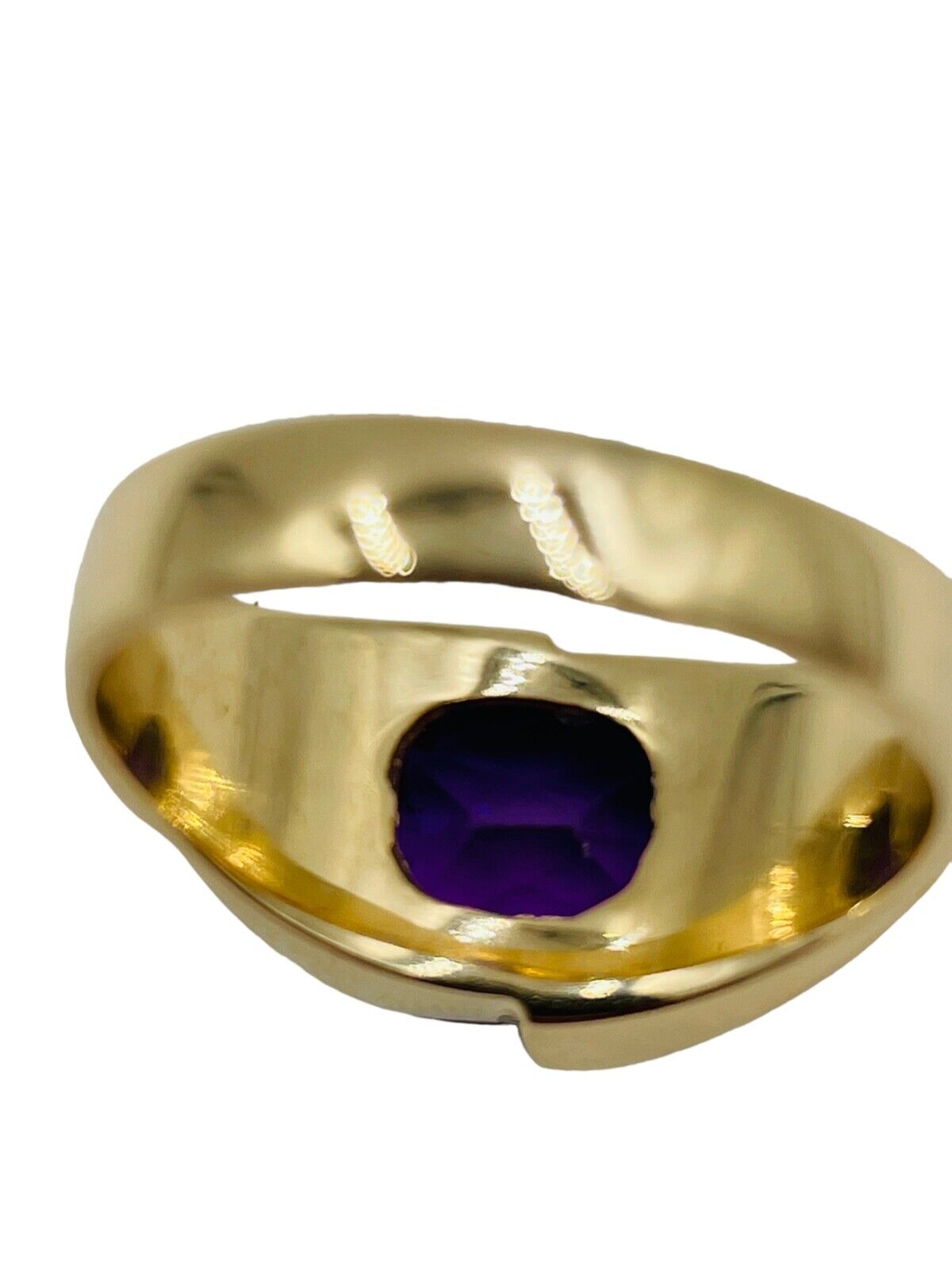 Vintage 14k Yellow Gold Synthetic Alexandrite Men's Ring