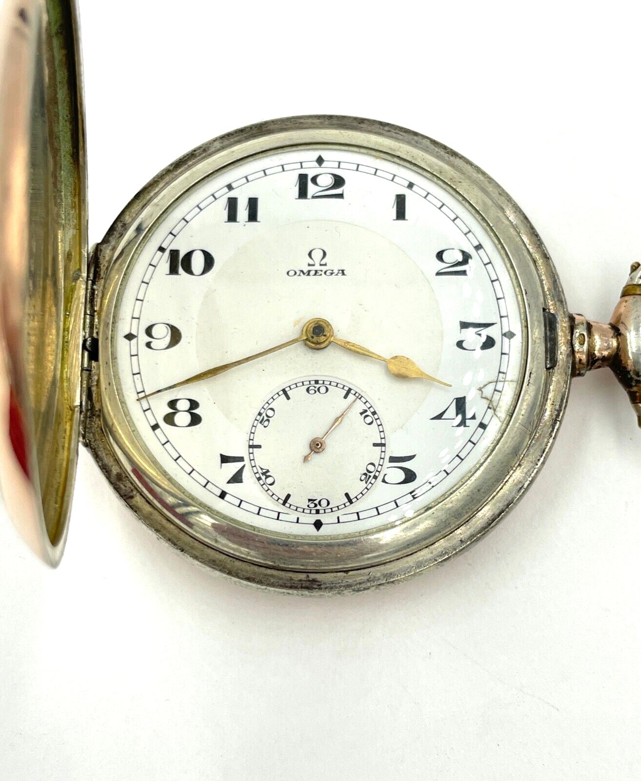 Antique Omega pocket watch Switzerland .800 Silver Full Hunter 52mm