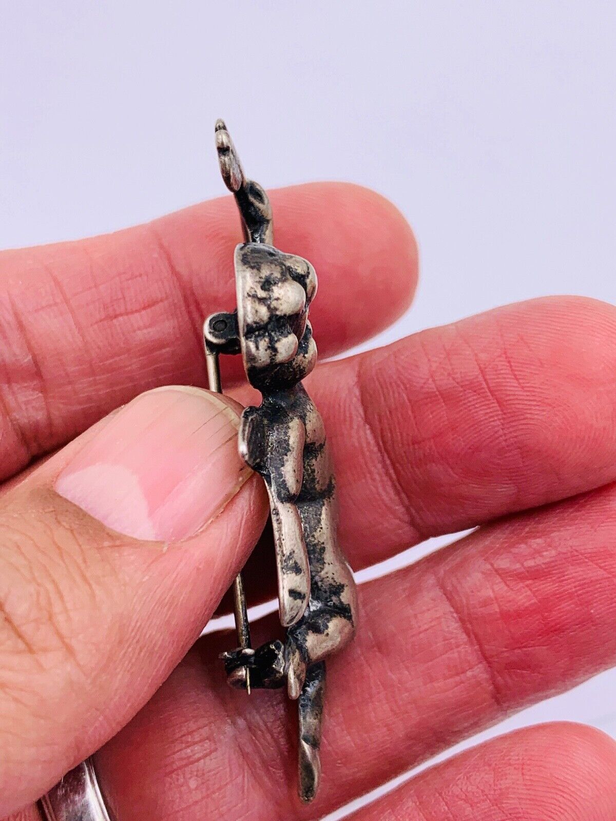 Antique Sterling Silver Flying Angel Cupid Putti Cherub with arrow