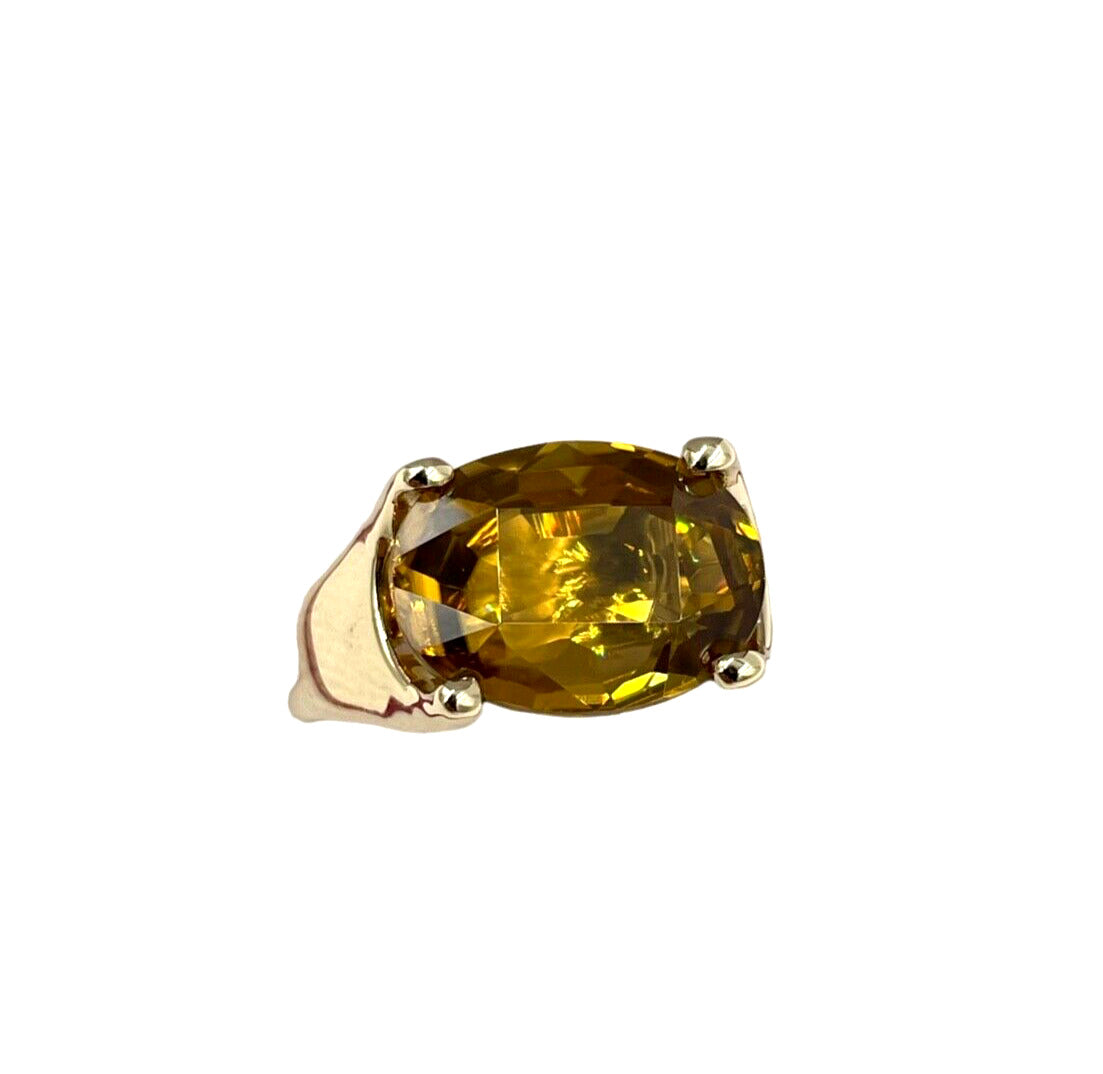 Stunning 9.18cts Natural Zircon Cocktail Ring Yellow Gold