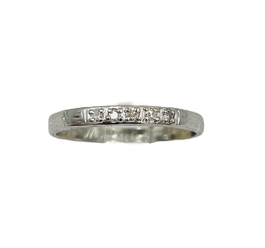 Art Nouveau 18K White Gold Diamond Band Ring 2.4mm
