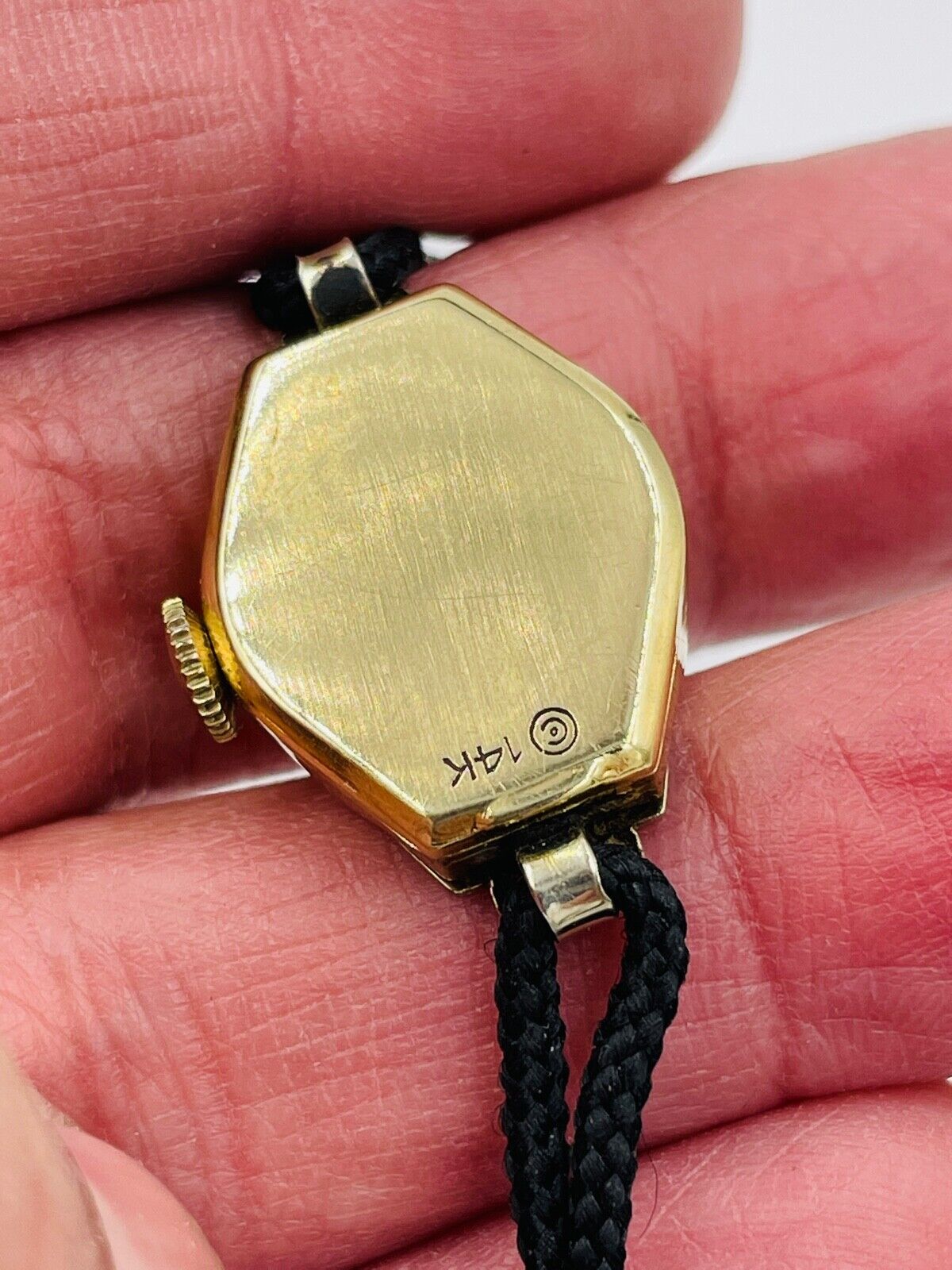 Art Deco Helbros Brooks 14k gold watch with Diamonds working