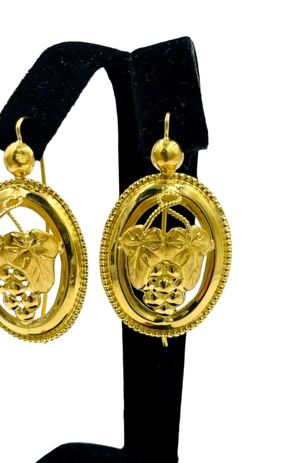 Victorian French 18k Hand Made Grape motif dangle Earrings