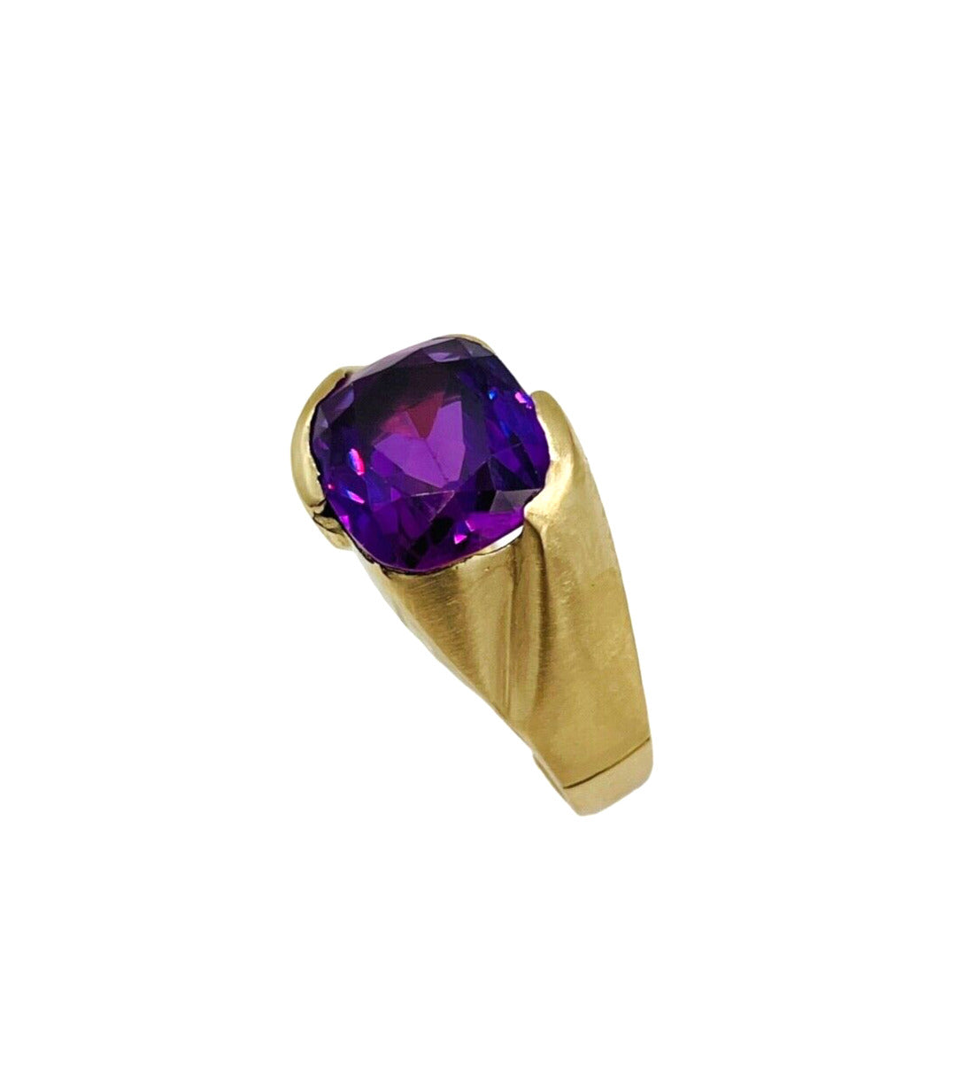Vintage 14k Yellow Gold Synthetic Alexandrite Men's Ring