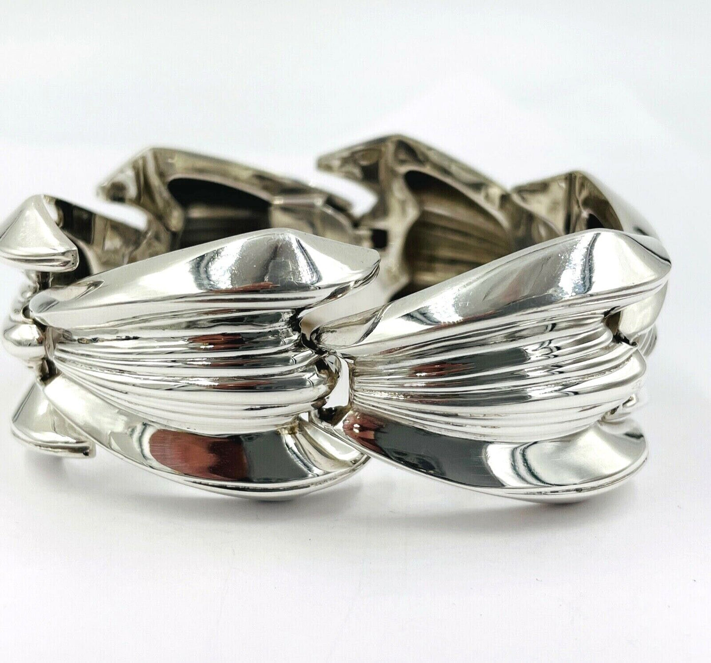 Vintage Marcel Boucher Parisina Taxco Mexican Sterling Silver Wide Bracelet