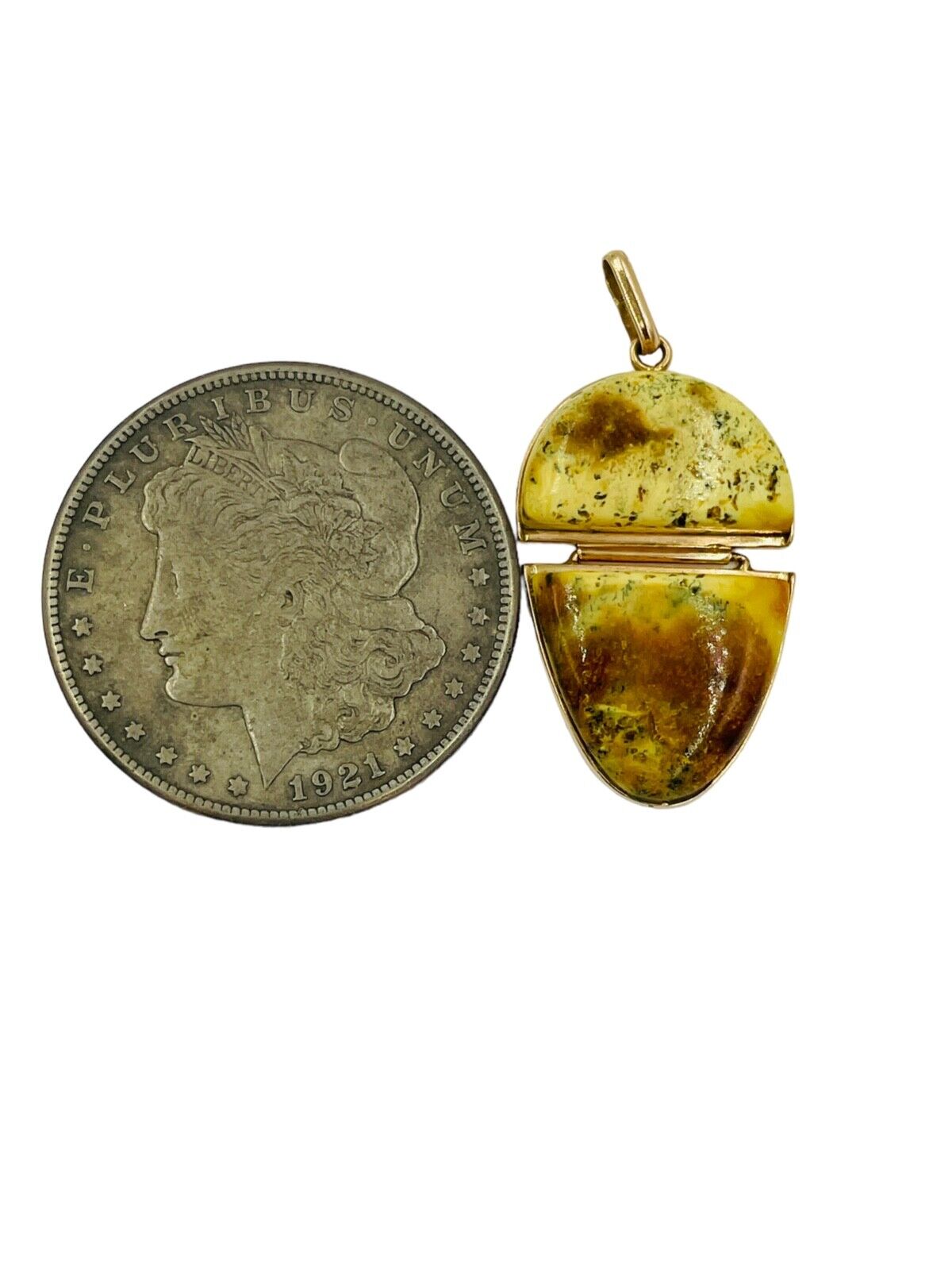 14K 585 Rose Pink Gold Russian Baltic Butterscotch Egg Yolk Amber Pendant