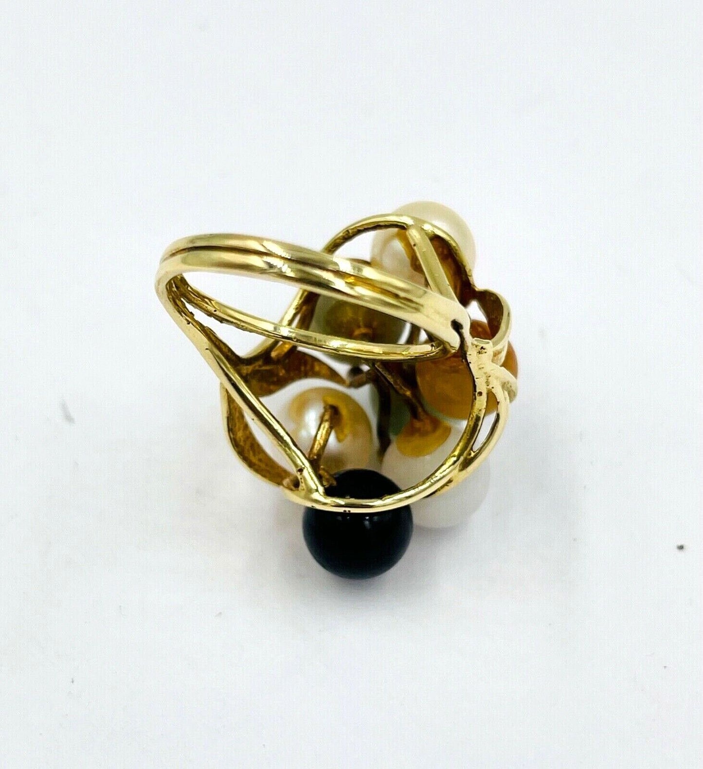 Rare Ming's Hawaii Jade Pearl cluster ring