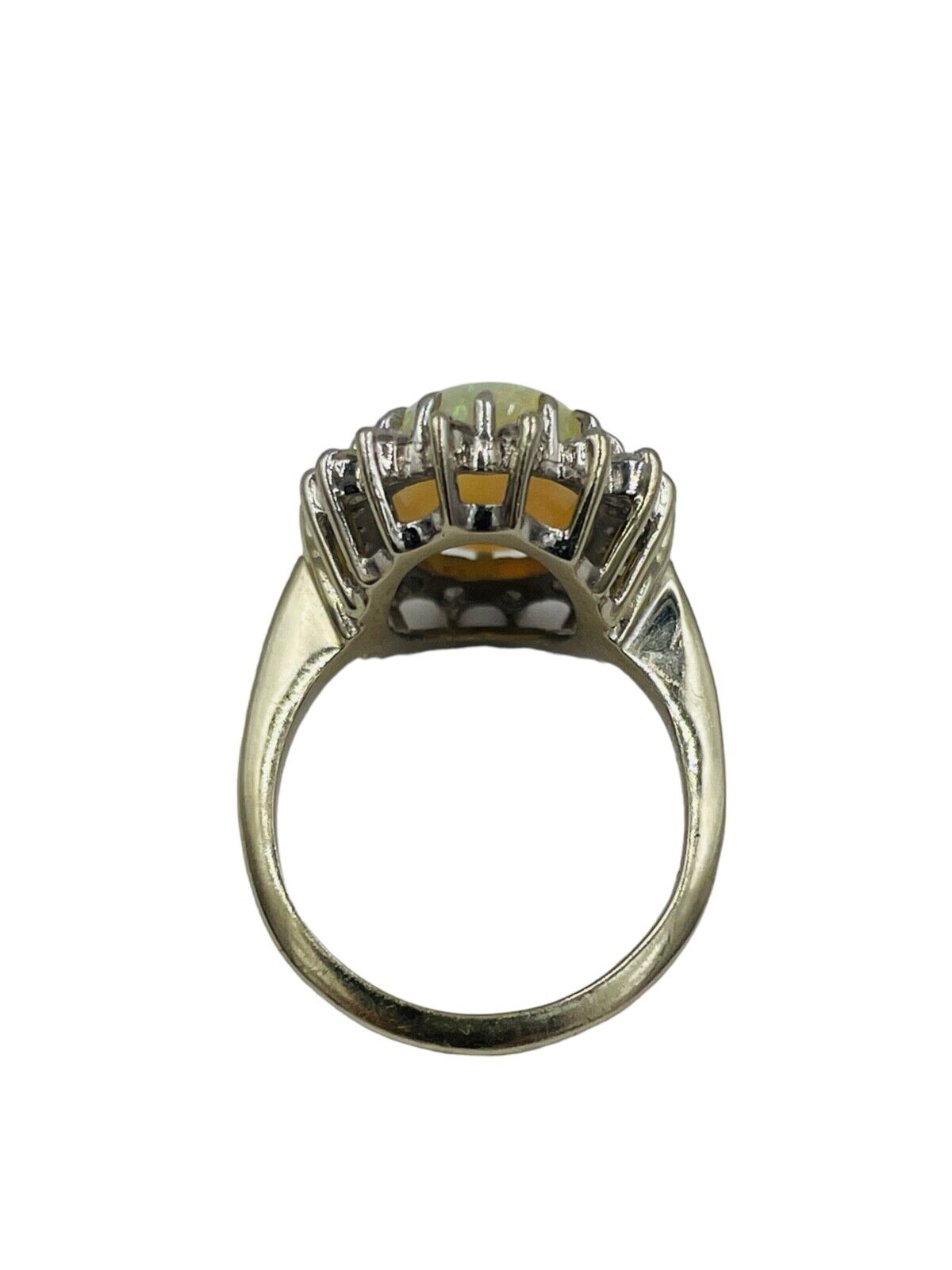 Estate Opal and Diamond 14k white gold Cocktail Ring