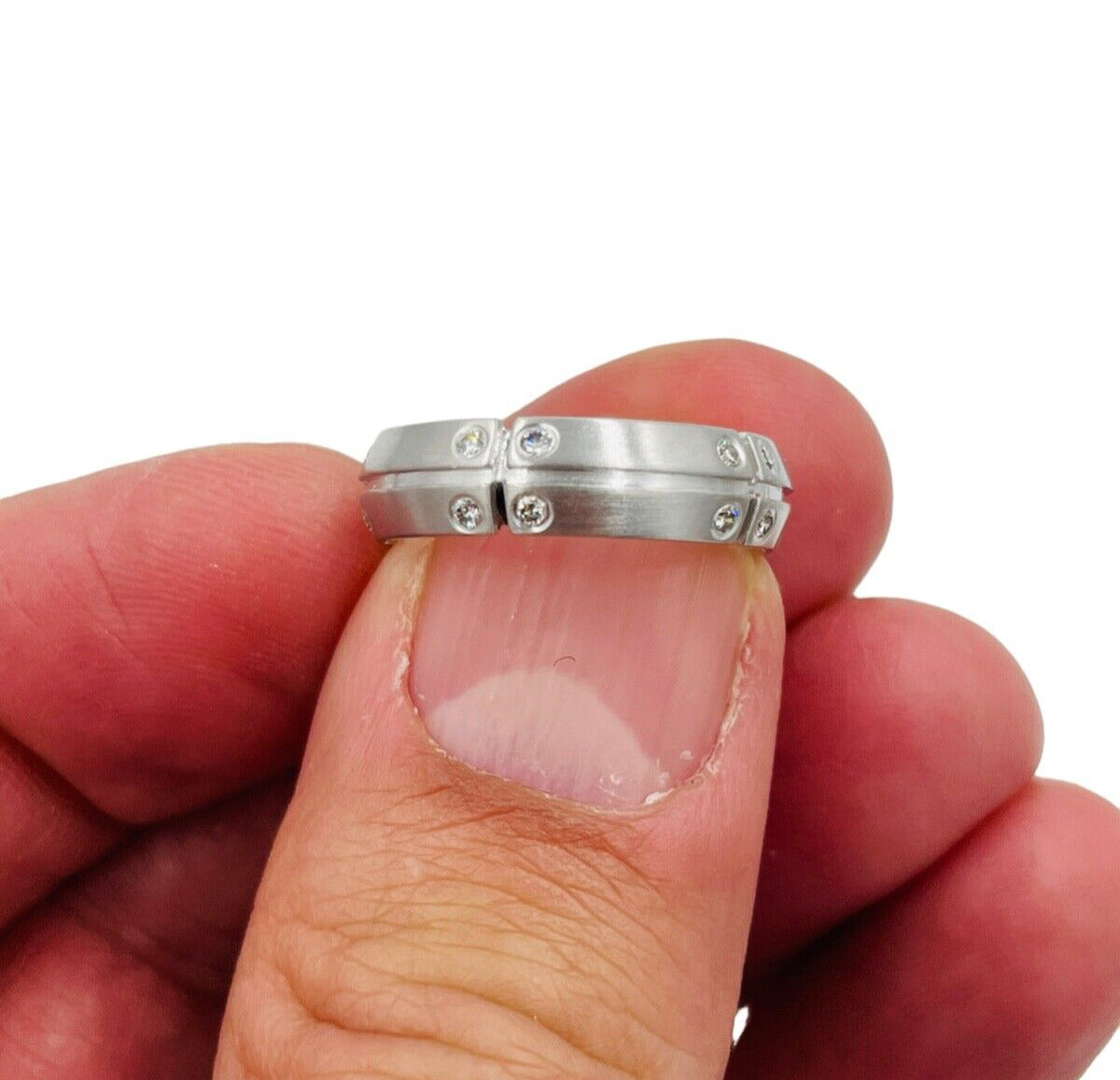 Tiffany & Co. Streamerica Diamond Band Ring 18K White Gold SIze 5 .20CTTW