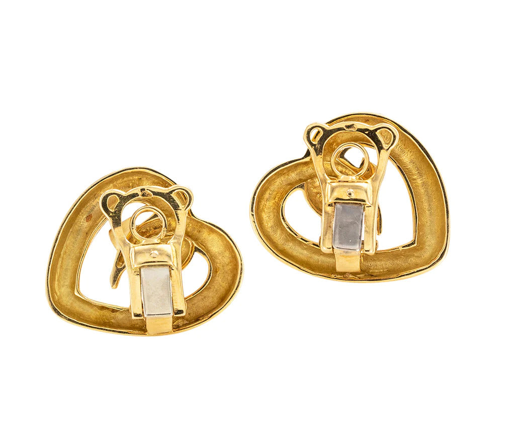 Paloma Picasso Tiffany & Co Heart Shaped Yellow Gold Clip On Earrings