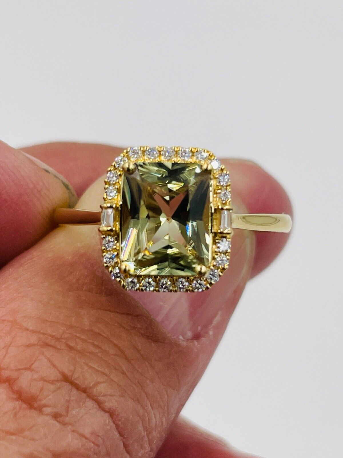 Iliana 18K Yellow Gold Diopside, Diamond Ring Size 9.5