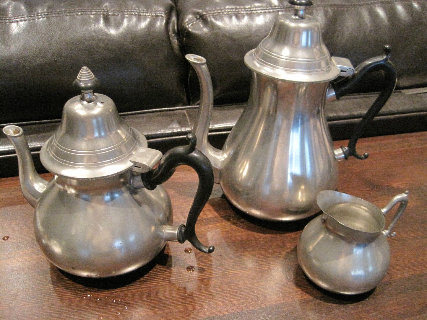 Royal Holland Pewter Coffee & Tea Set 3 Piece Sleepy Hollow Art Deco Gooseneck