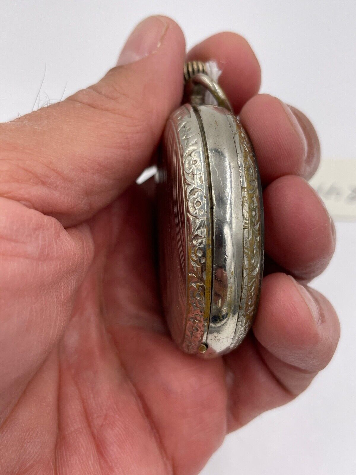 Solomax Chateau Cadillac 8 Day Pocket Watch Openscape Engraved case Rare