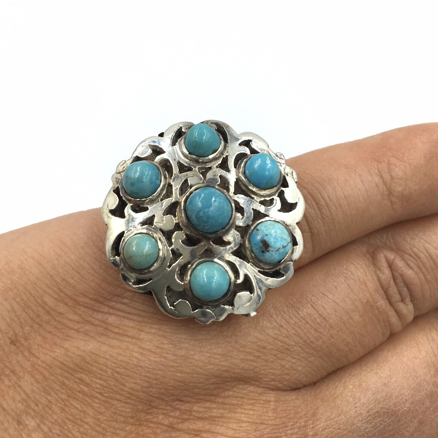 Old Pawn Sterling Silver Native American Turquoise Ring
