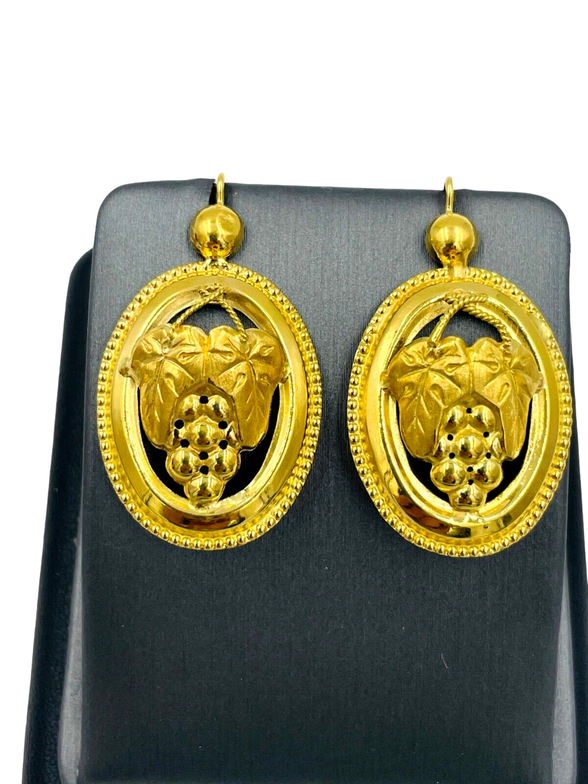 Victorian French 18k Hand Made Grape motif dangle Earrings