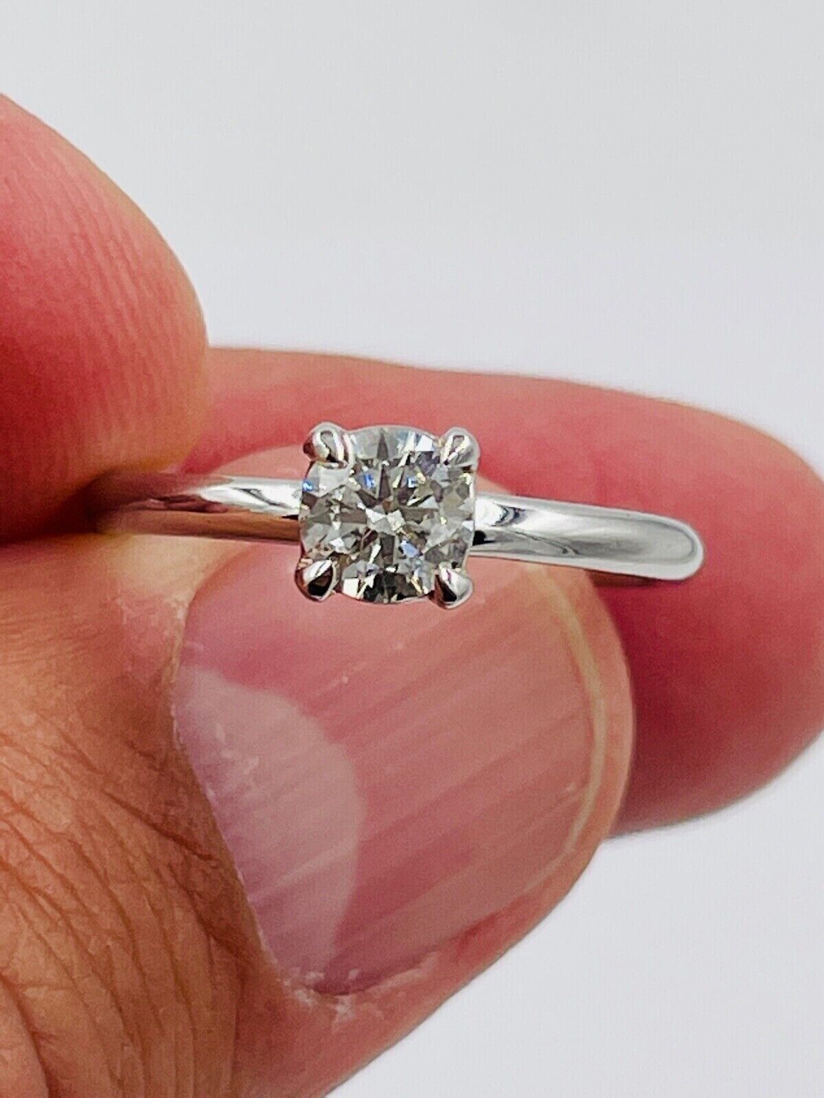 14K White Gold Diamond solitaire Engagement Ring .50ct SI I