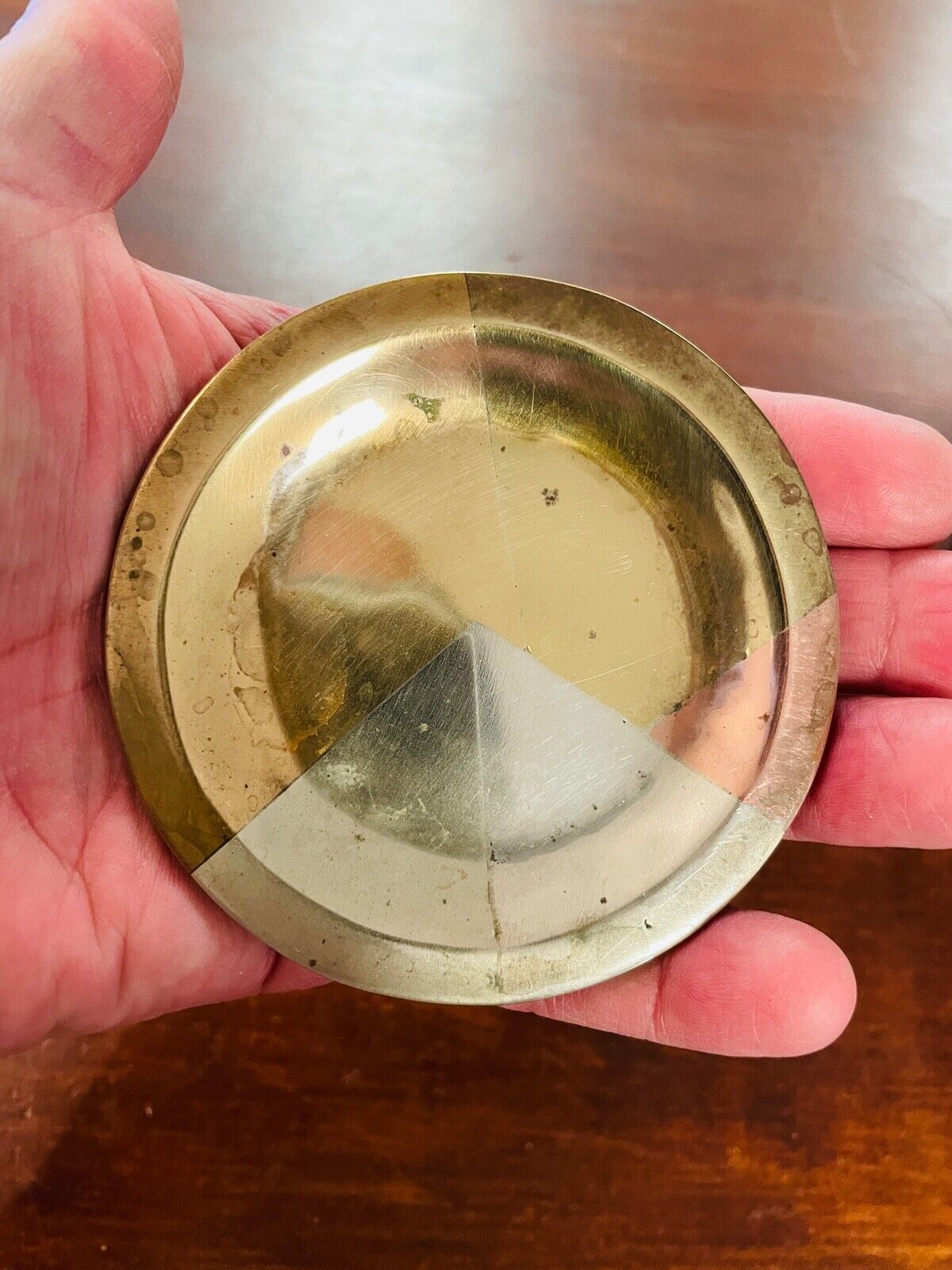 Los Castillo Large Serving Tray Mixed Married Metals with coaster Silver Copper