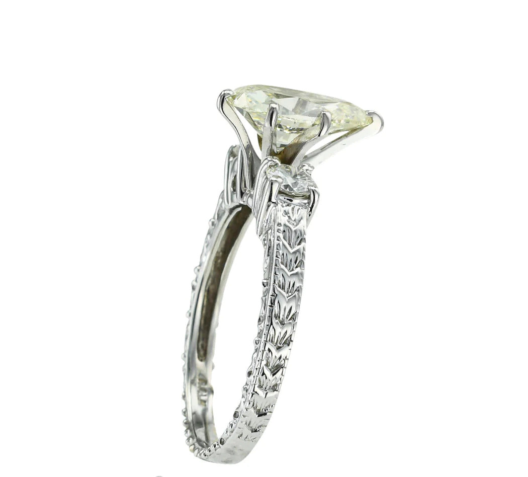 GIA Report Certified 2.20 Carats Pear Shaped Diamond Engagement RIng