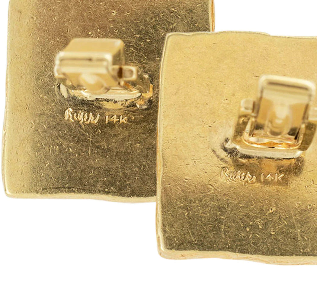 Ruser Yellow Gold Textured Large Cufflinks