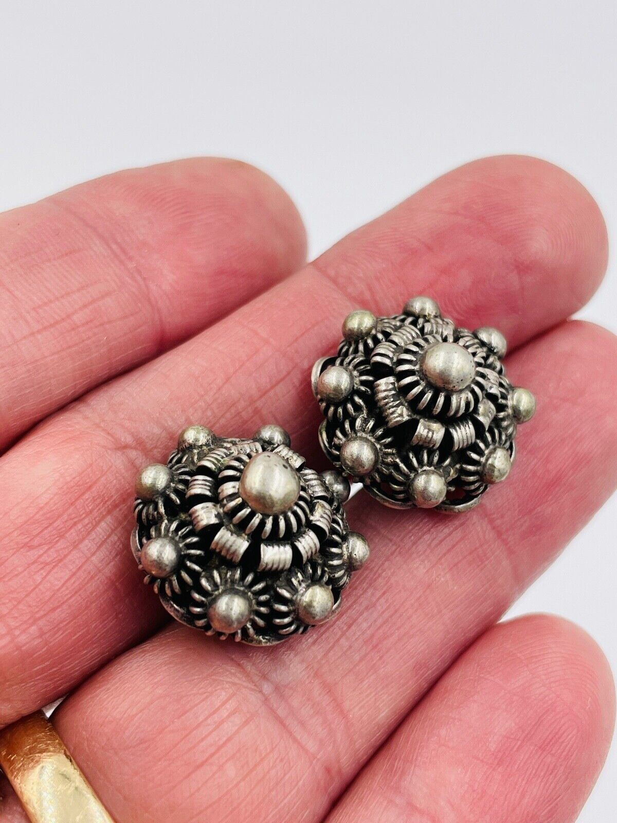 Incredible Hallmarked Antique Dutch Silver Cloak Button Buttons set of 2