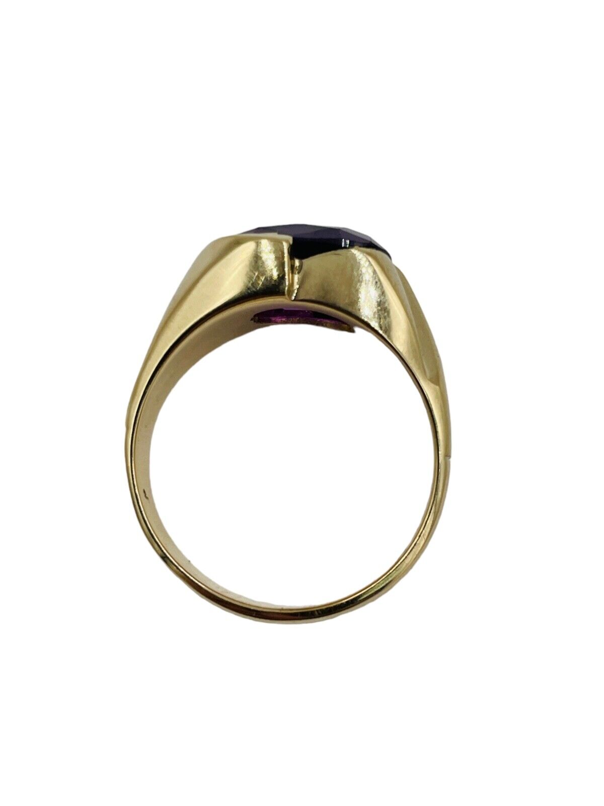 Vintage 14k Yellow Gold Synthetic Alexandrite Men's Ring