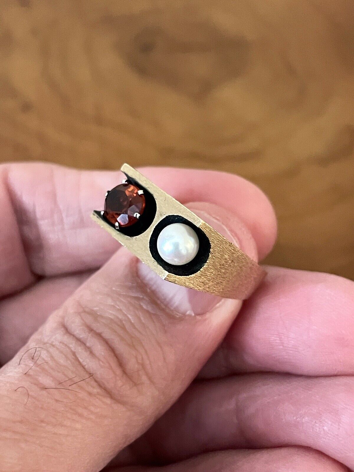 Nils Westerback Vintage Retro Garnet Pearl Ring Unisex