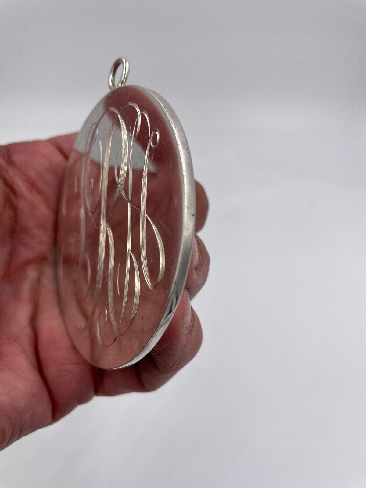 Rare Allen Adler Sterling Silver large Disc pendant Monogramed