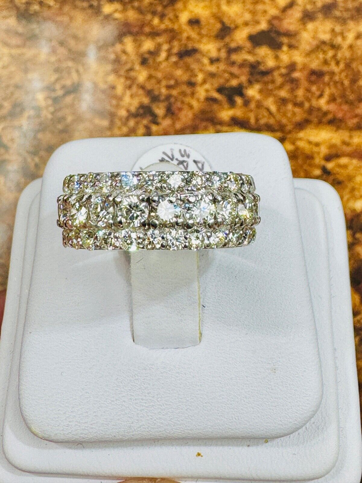 Men's Diamond 14k White Gold Eternity Wide Band Ring Size 9