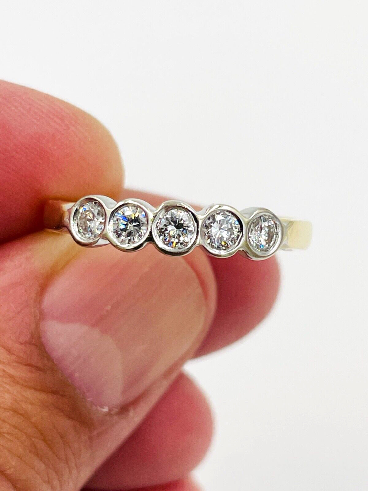 Estate 14k gold 5 Diamond band Ring .55cts