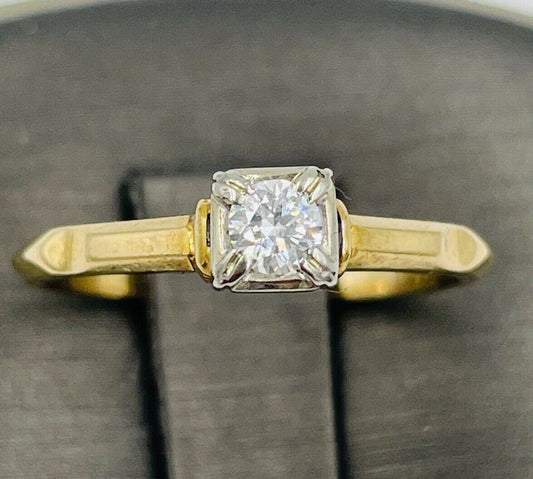 Antique 14k Yellow gold .15ct VS Diamond Ring Hallmarked Orange Blossom