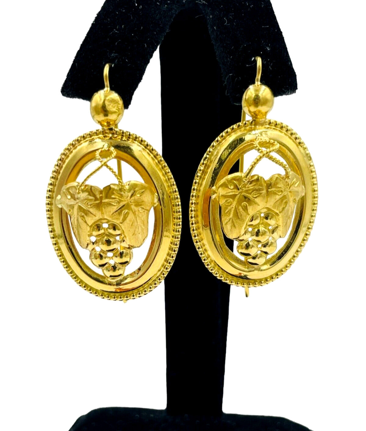 Victorian French 18k Hand Made Grape motif dangle Earrings