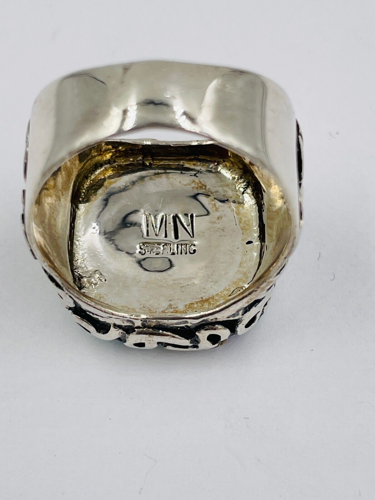 Native American Myra Nastacio Zuni Tribe Sterling Silver Turquois Inlay Ring 69