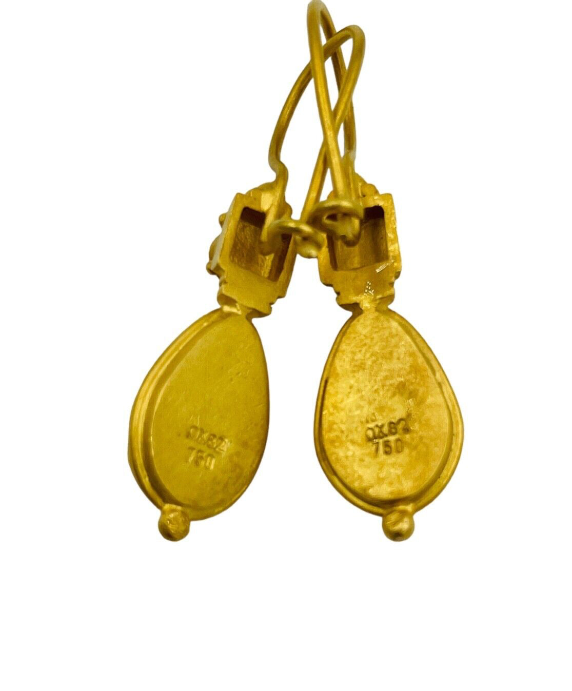 Greece 18k Yellow Gold Ruby and Pearl Etruscan Style Earrings