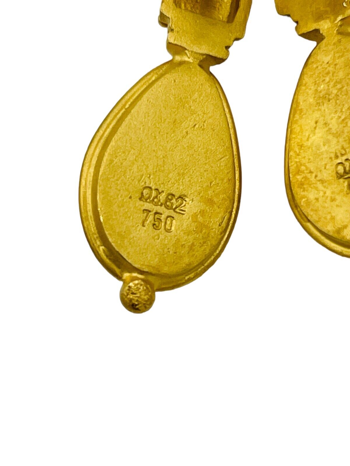 Greece 18k Yellow Gold Ruby and Pearl Etruscan Style Earrings