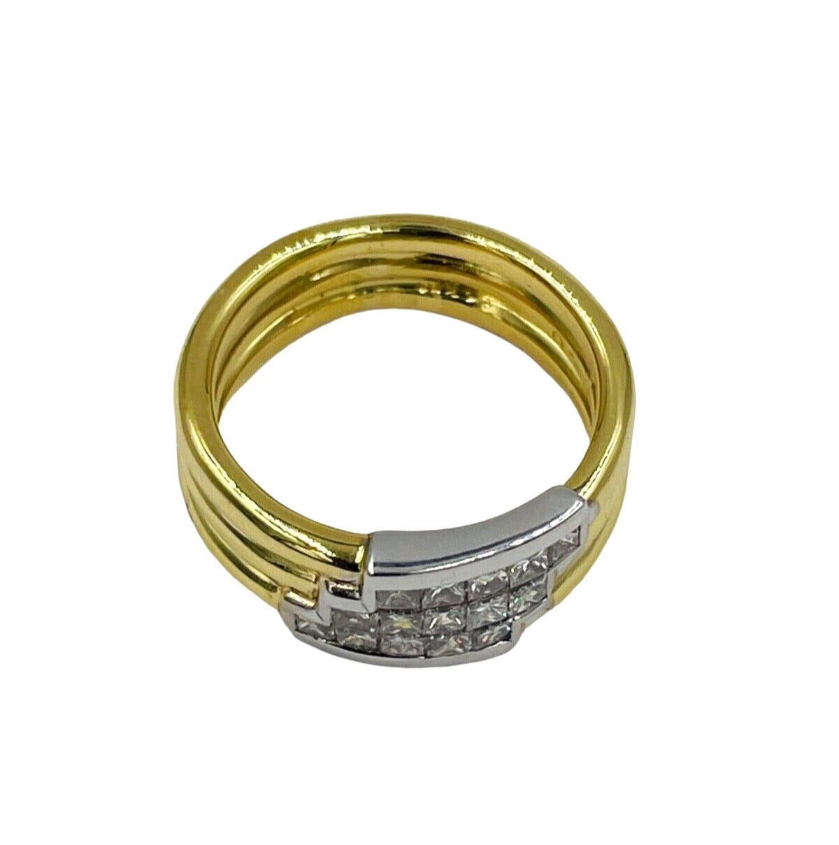 18k Gold Princess cut diamond wide band Ring
