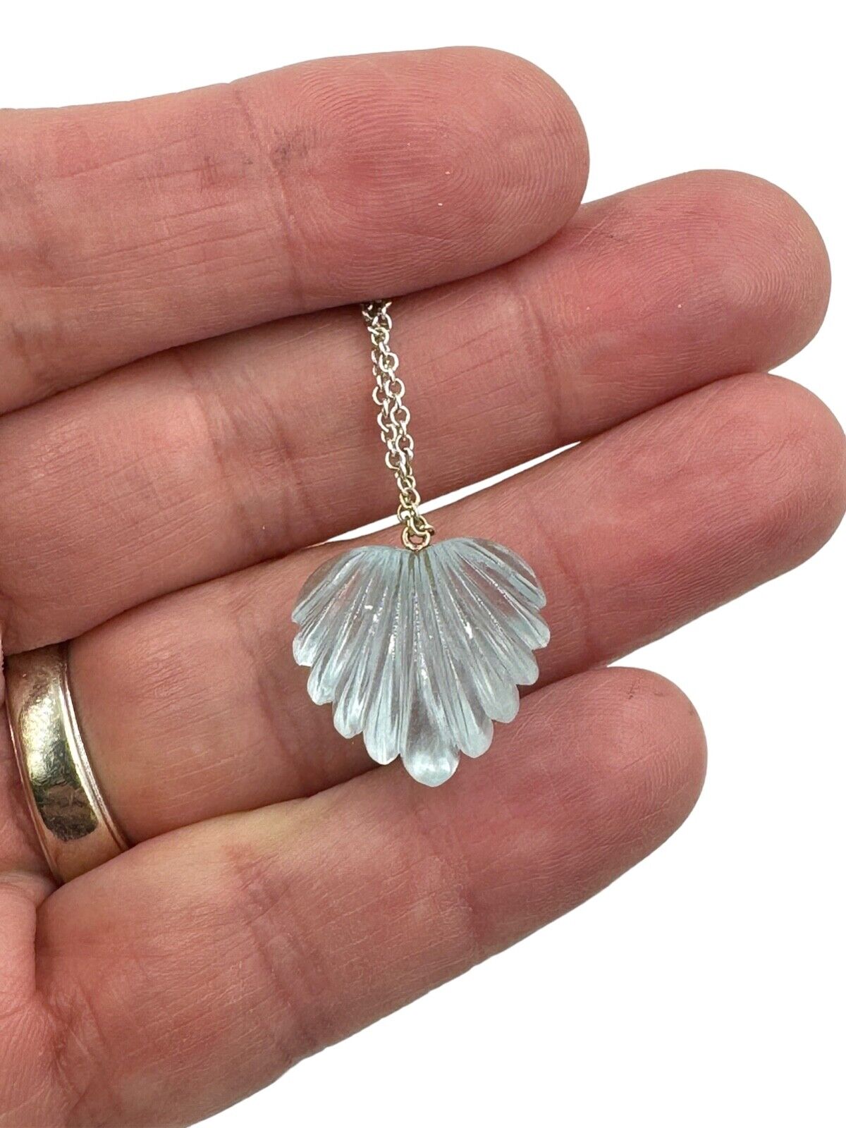 Estate Aquamarine Heart Pendant with 14k white gold Necklace