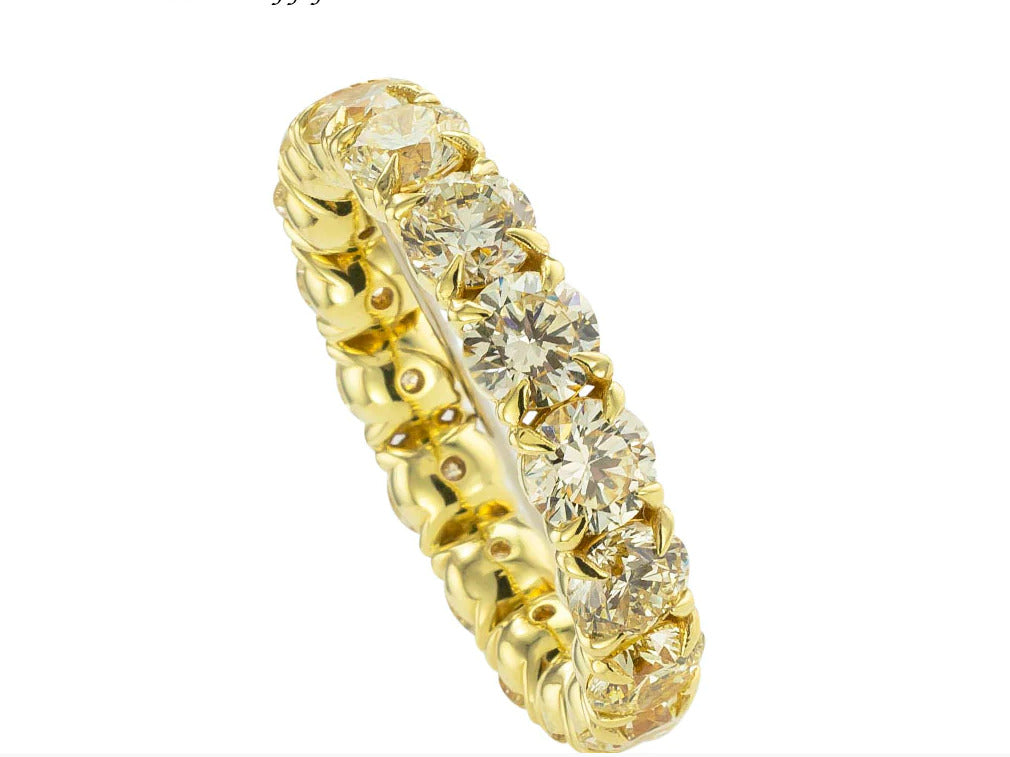 Men's Diamond 18k Yellow Gold Eternity Band Ring Size 9