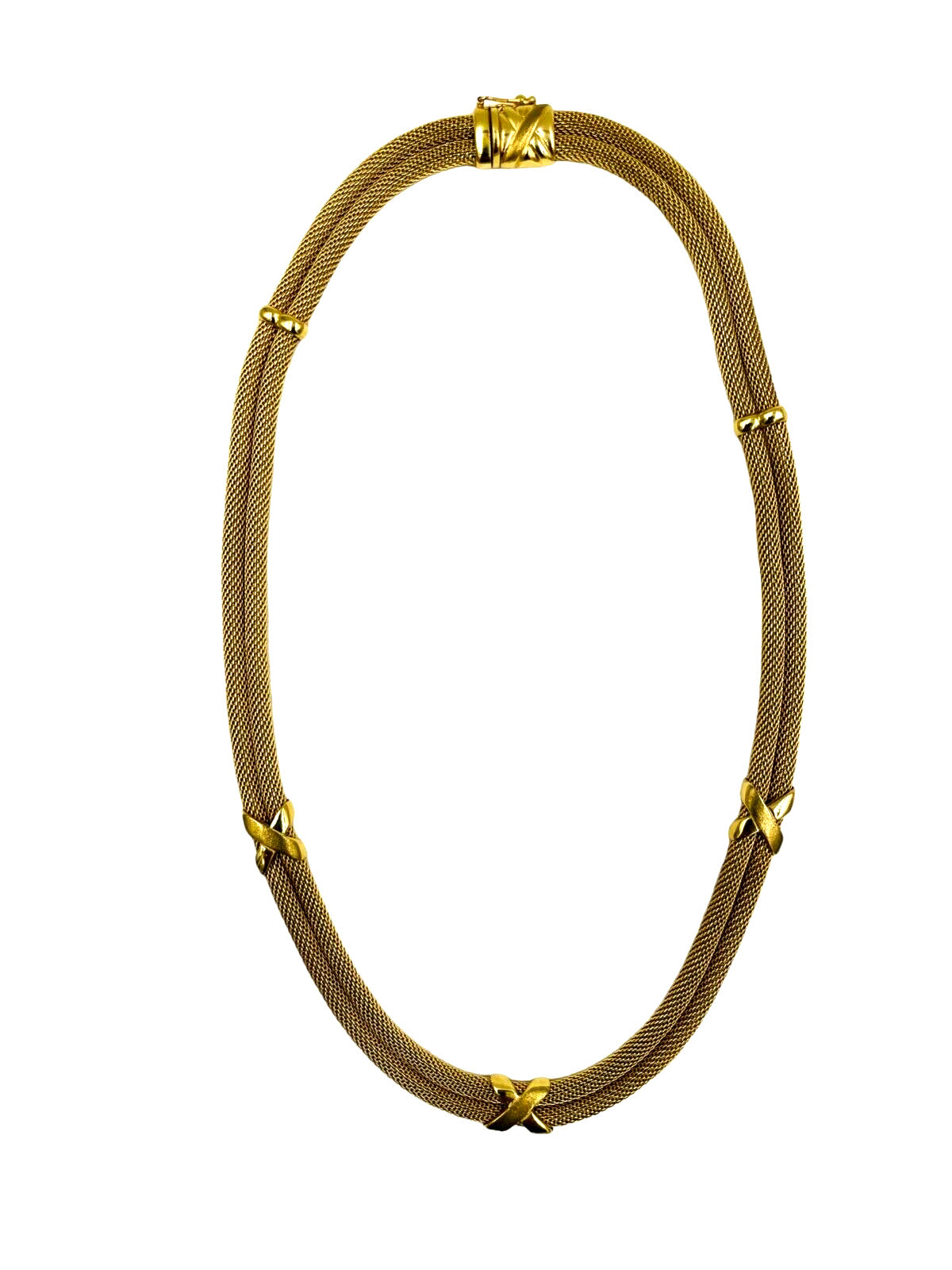 Estate 14K Italy Yellow Gold Double Mesh Kisses Necklace 44.5 grams